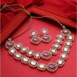 Gold-Plated Stones & Diamonds-Studded Layered Jewellery Set