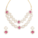 Gold-Plated Stones & Diamonds-Studded Layered Jewellery Set